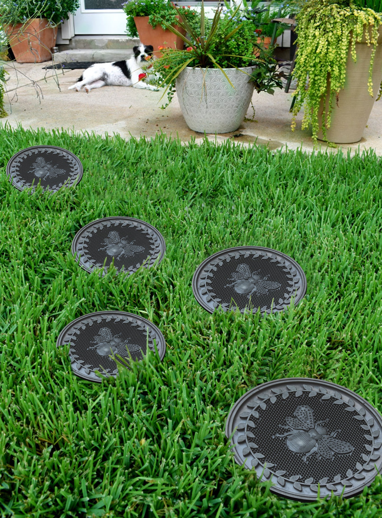 A1HC Multi Functional Garden Stepping Stone Mat, Natural Rubber Hand Finished 12"x12" Set of 4
