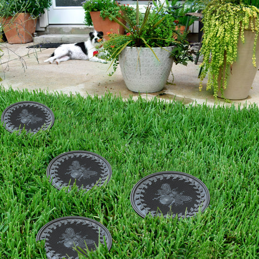 round garden stepping stones non slip rubber set of 4