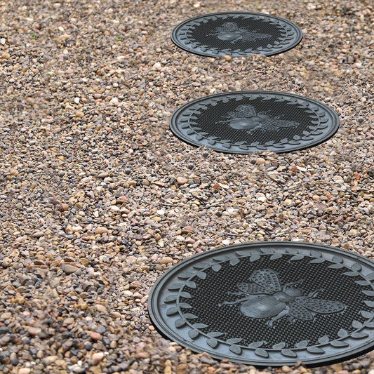 outdoor stepping stones textured surface bee pattern