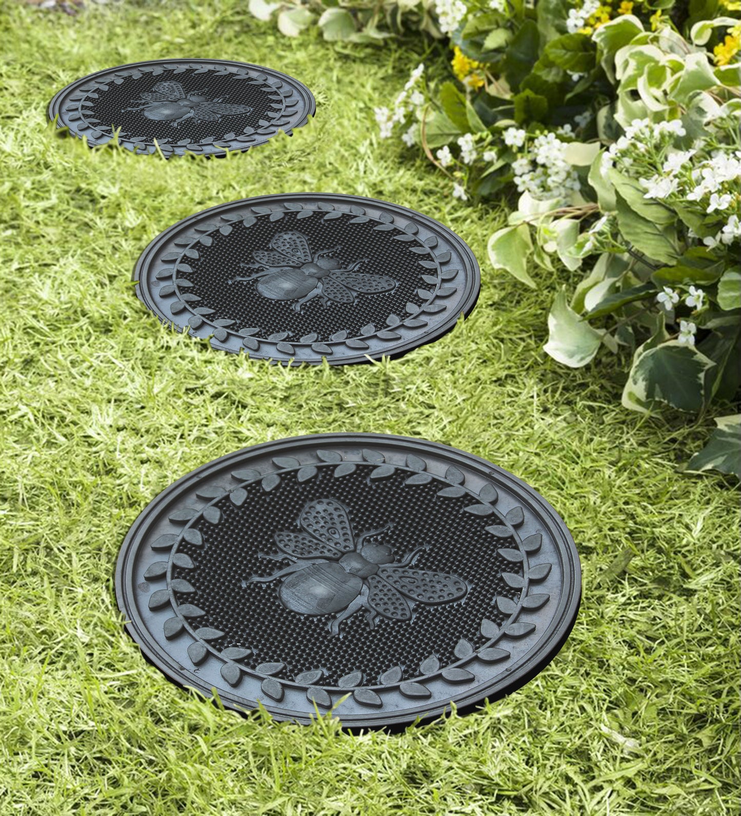 A1HC Multi Functional Garden Stepping Stone Mat, Natural Rubber Hand Finished 12"x12" Set of 4