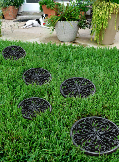 A1HC Multi Functional Garden Stepping Stone Mat, Natural Rubber Hand Finished 12"x12" Set of 4