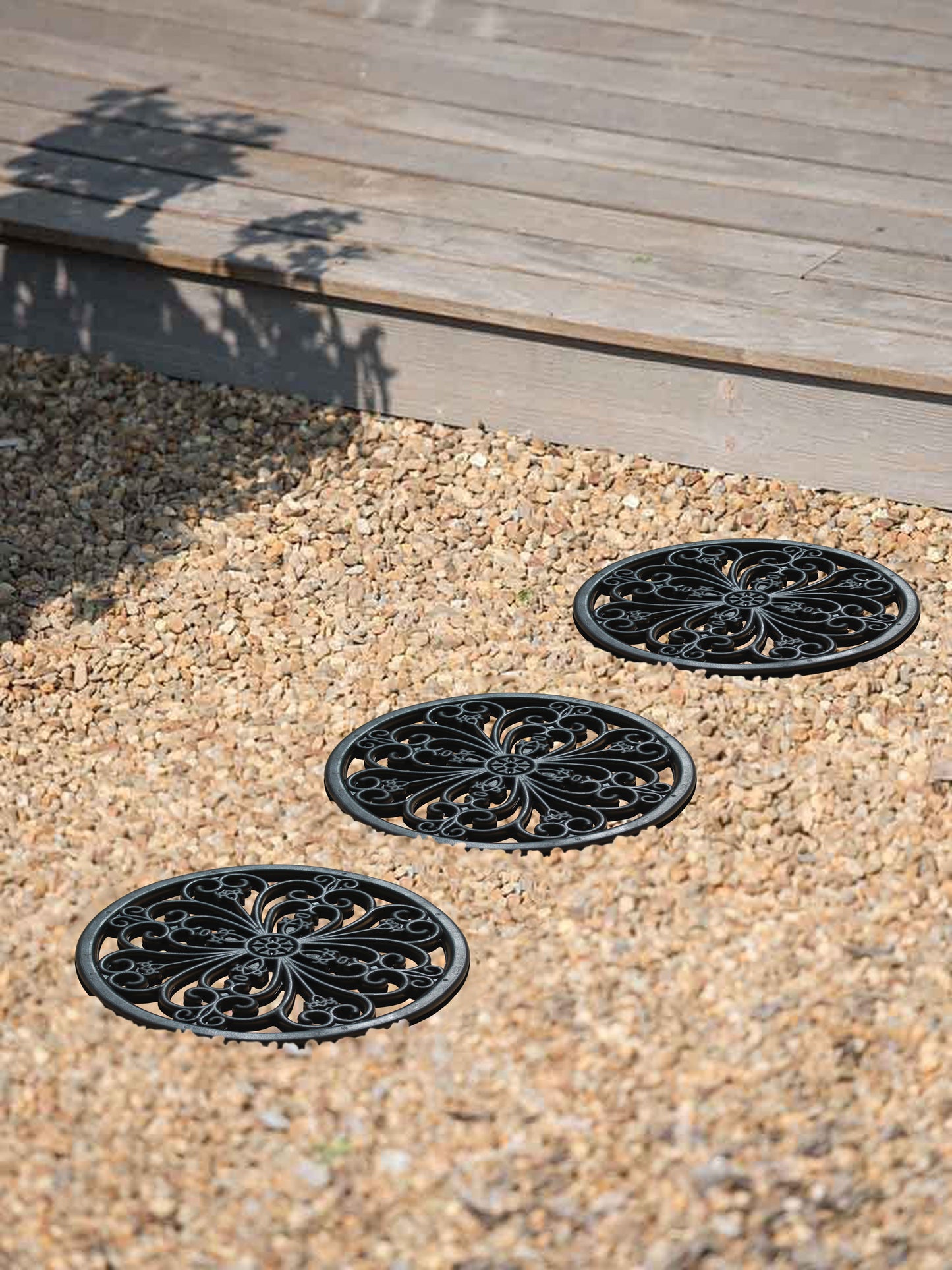 A1HC Multi Functional Garden Stepping Stone Mat, Natural Rubber Hand Finished 12"x12" Set of 4