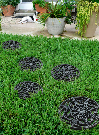 A1HC Multi Functional Garden Stepping Stone Mat, Natural Rubber Hand Finished 12"x12" Set of 4