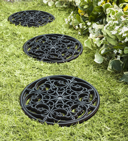 A1HC Multi Functional Garden Stepping Stone Mat, Natural Rubber Hand Finished 12"x12" Set of 4