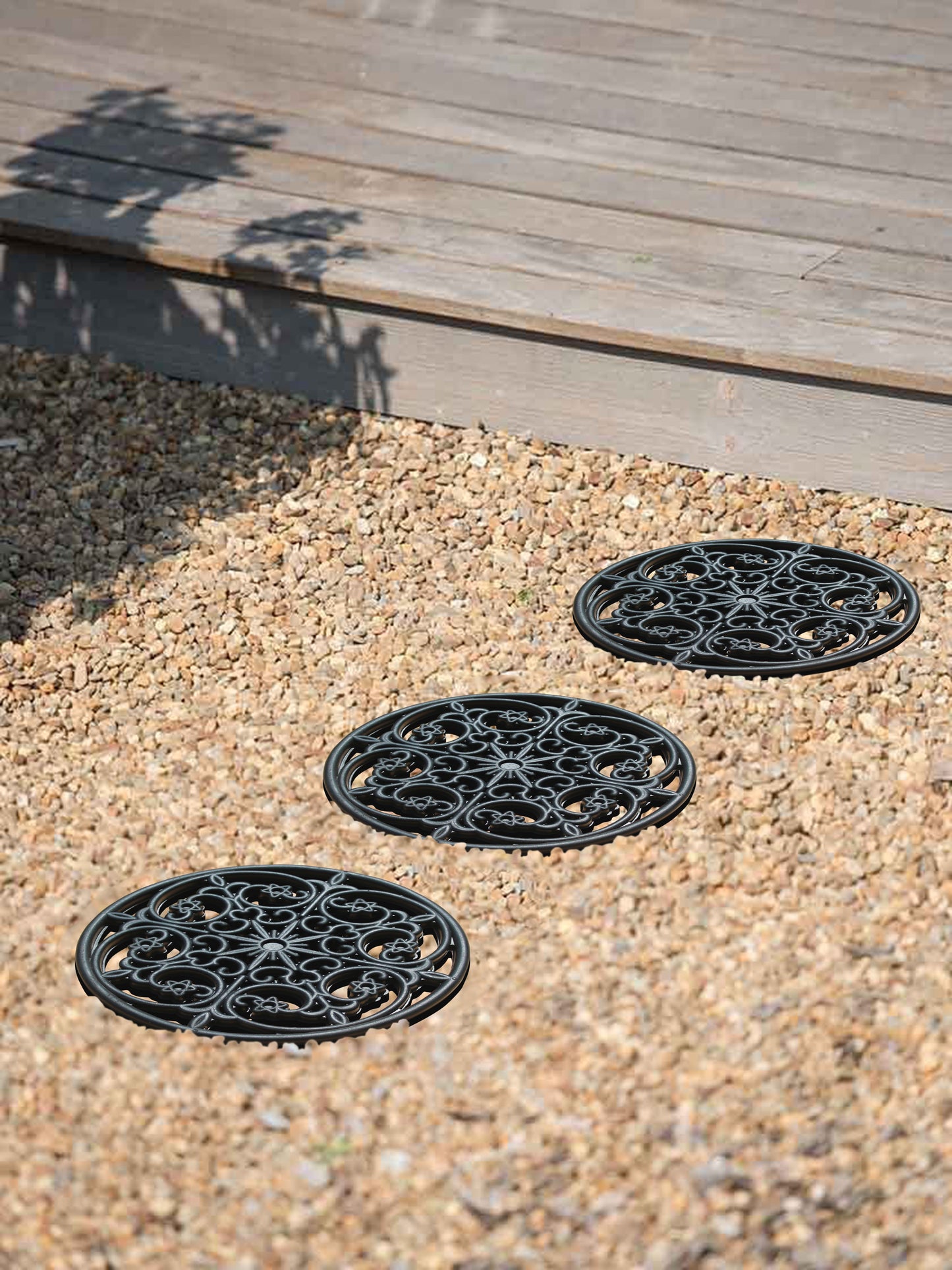 A1HC Multi Functional Garden Stepping Stone Mat, Natural Rubber Hand Finished 12"x12" Set of 4