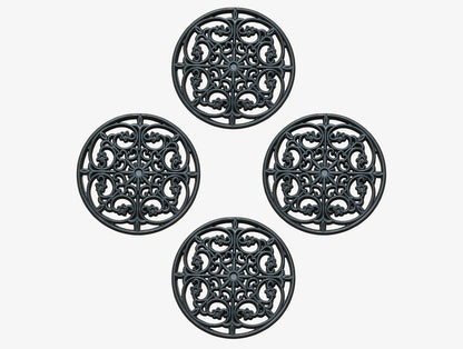 A1HC Multi Functional Garden Stepping Stone Mat, Natural Rubber Hand Finished 12"x12" Set of 4