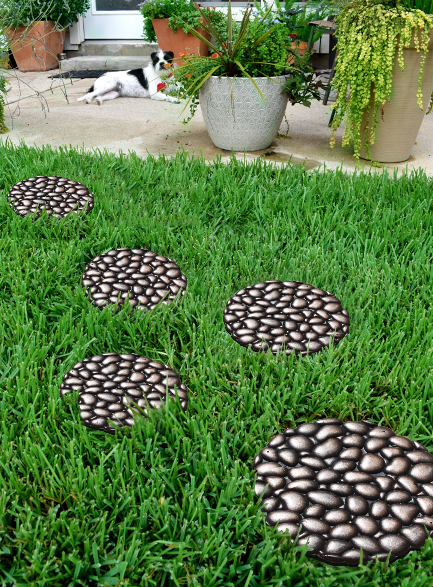 A1HC Multi Functional Garden Stepping Stone Mat, Natural Rubber Hand Finished 12"x12" Set of 4