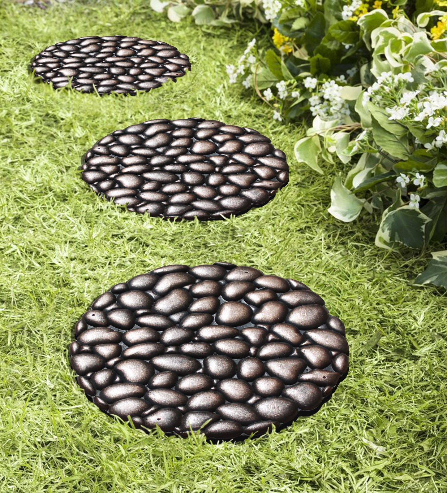 A1HC Multi Functional Garden Stepping Stone Mat, Natural Rubber Hand Finished 12"x12" Set of 4