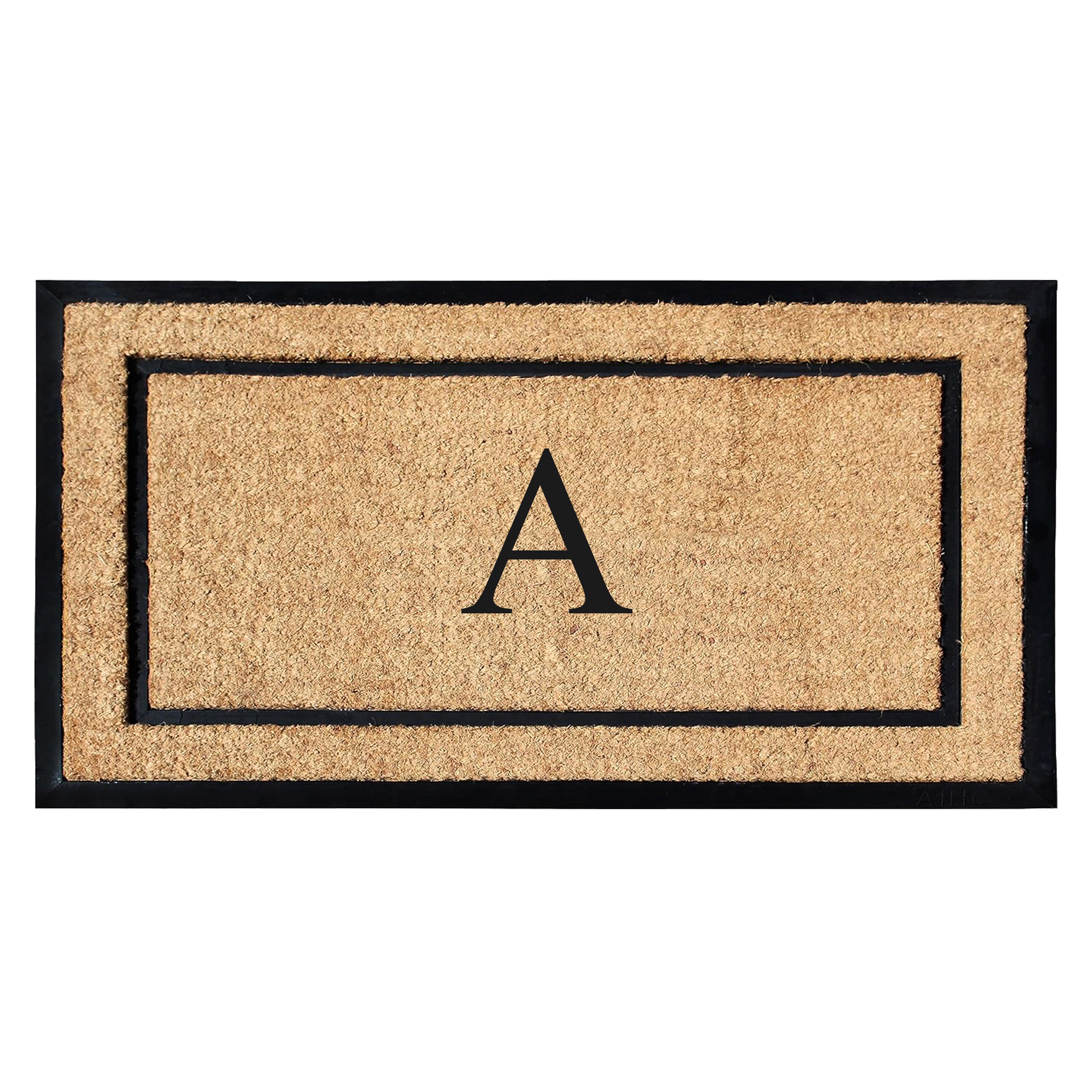 A1HC personalized coir door mat with monogram letter design