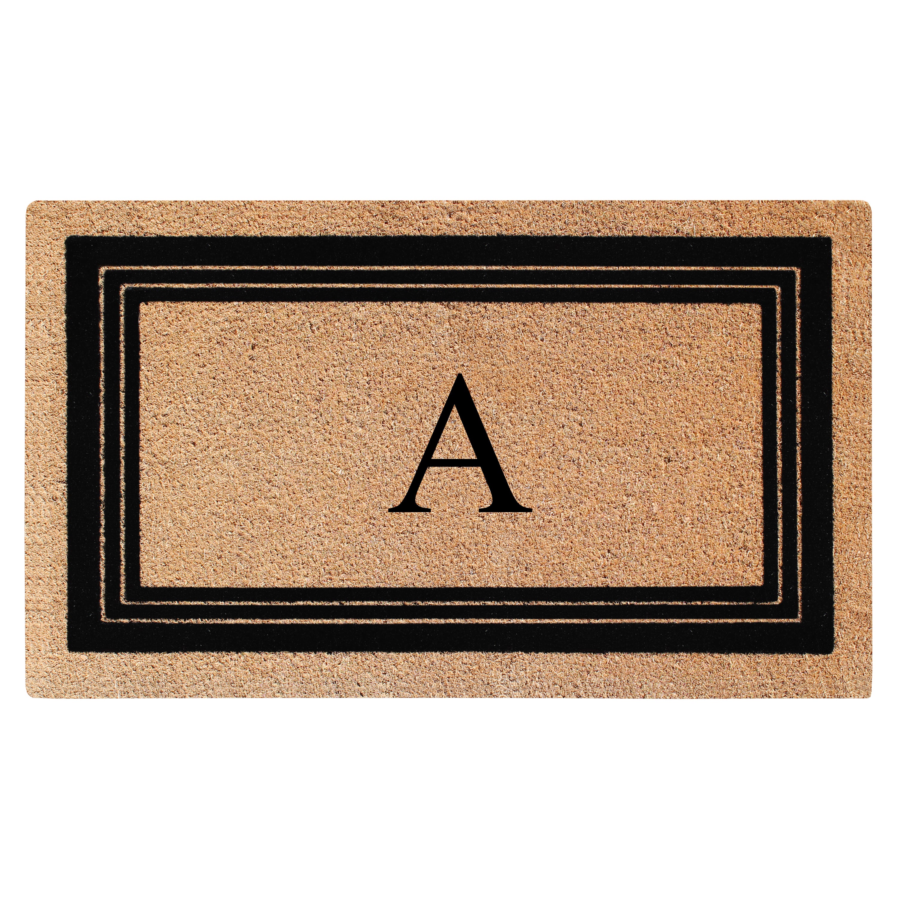 A1HC Personalized Monogrammed Coir Doormat 24" x 39" – Classic Border Coco Fiber Outdoor Front Door Mat