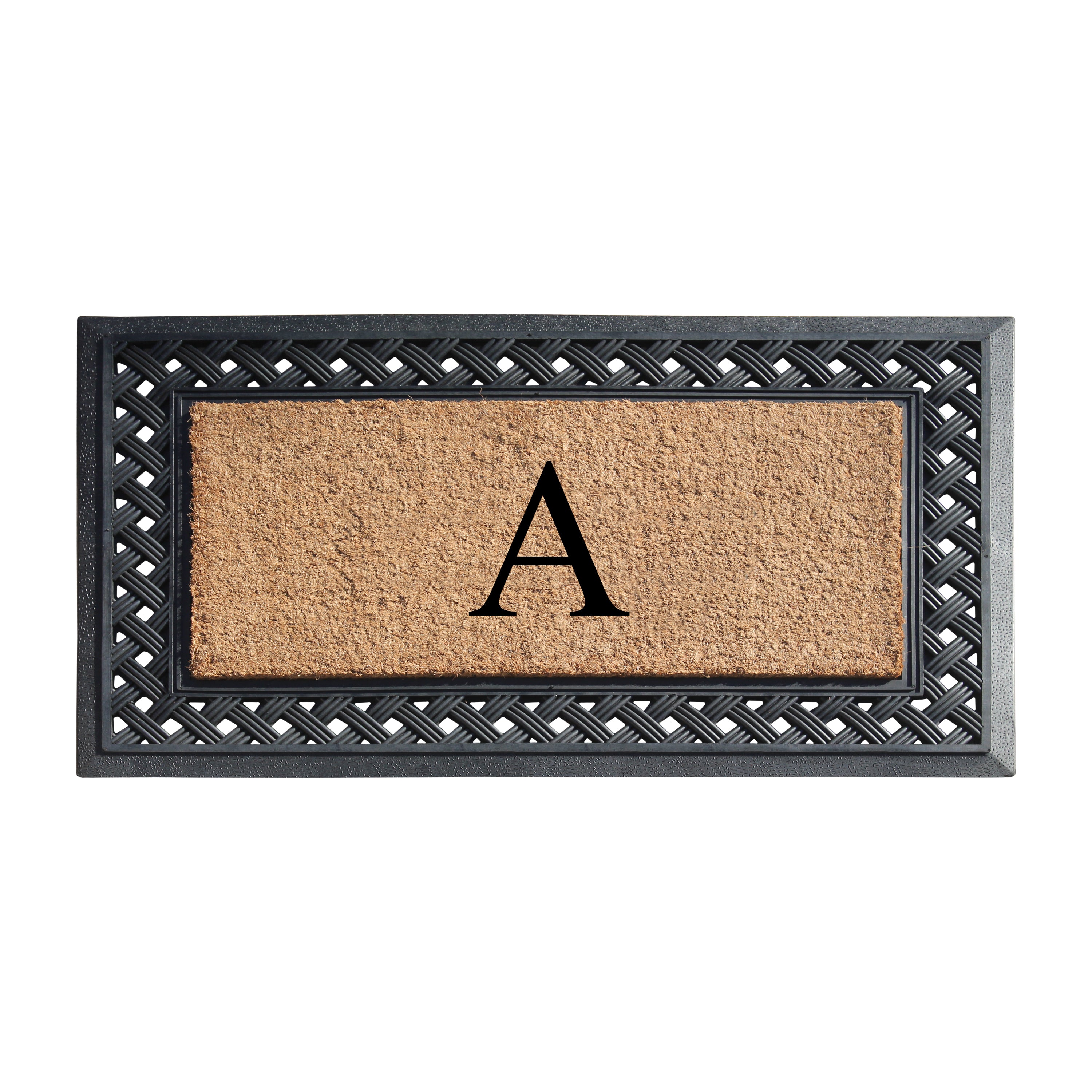 A1HC personalized monogram coir door mat with decorative rubber frame
