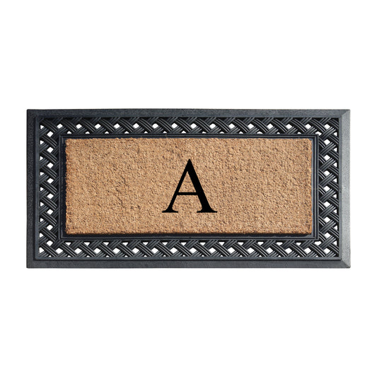 A1HC personalized monogram coir door mat with decorative rubber frame