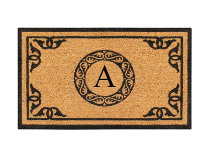 A1HC Natural Coir Door Mat 24x39, Anti-Shed Treated Durable Doormat for Outdoor Entrance Monogrammed