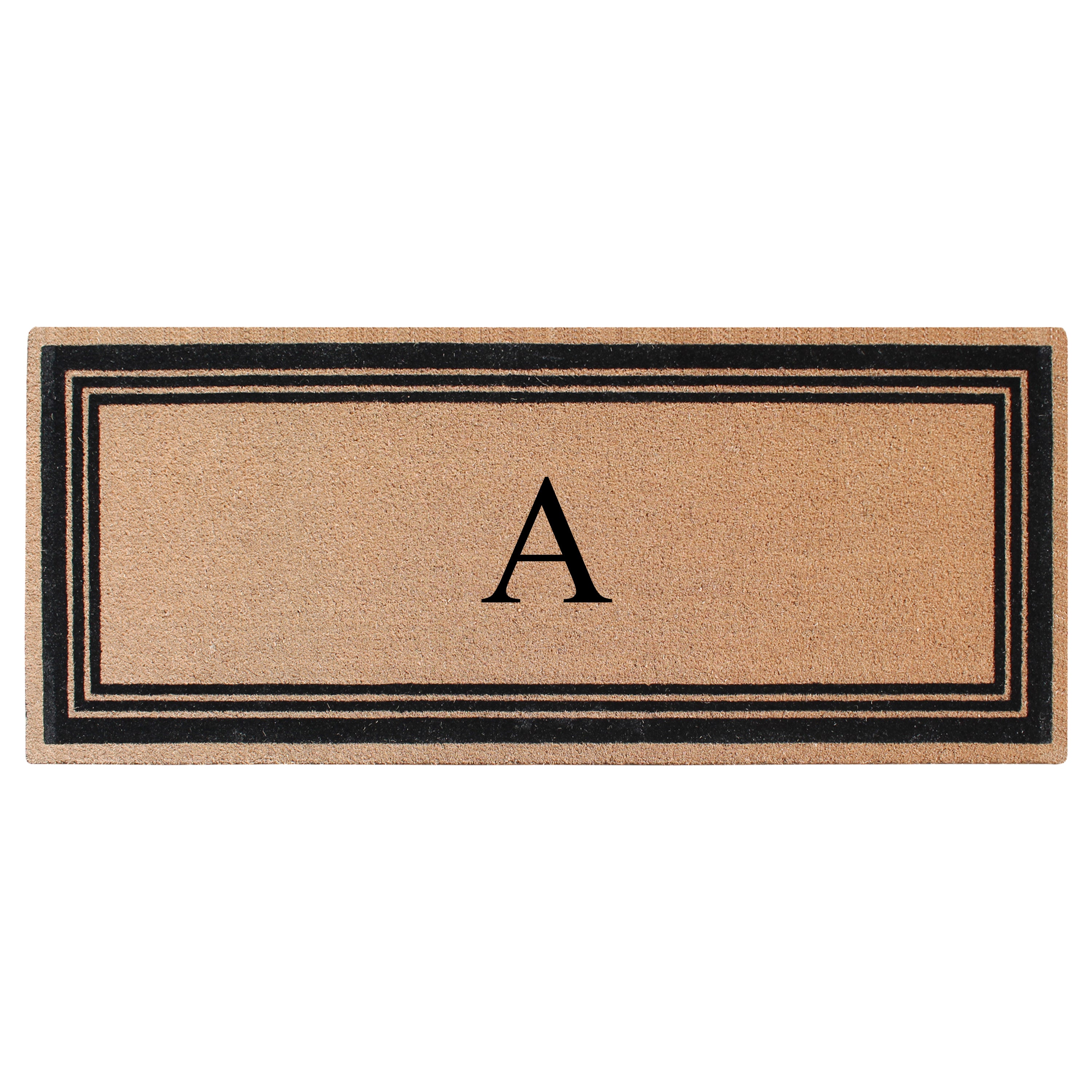 A1HC Personalized Monogrammed Coir Doormat – Classic Border Coco Fiber Outdoor Front Door Mat