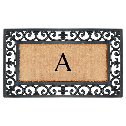 A1HC Natural Rubber & Coir 18x30, Monogrammed Doormat For Outdoor Entrance, Anti-Shed Treated Mat