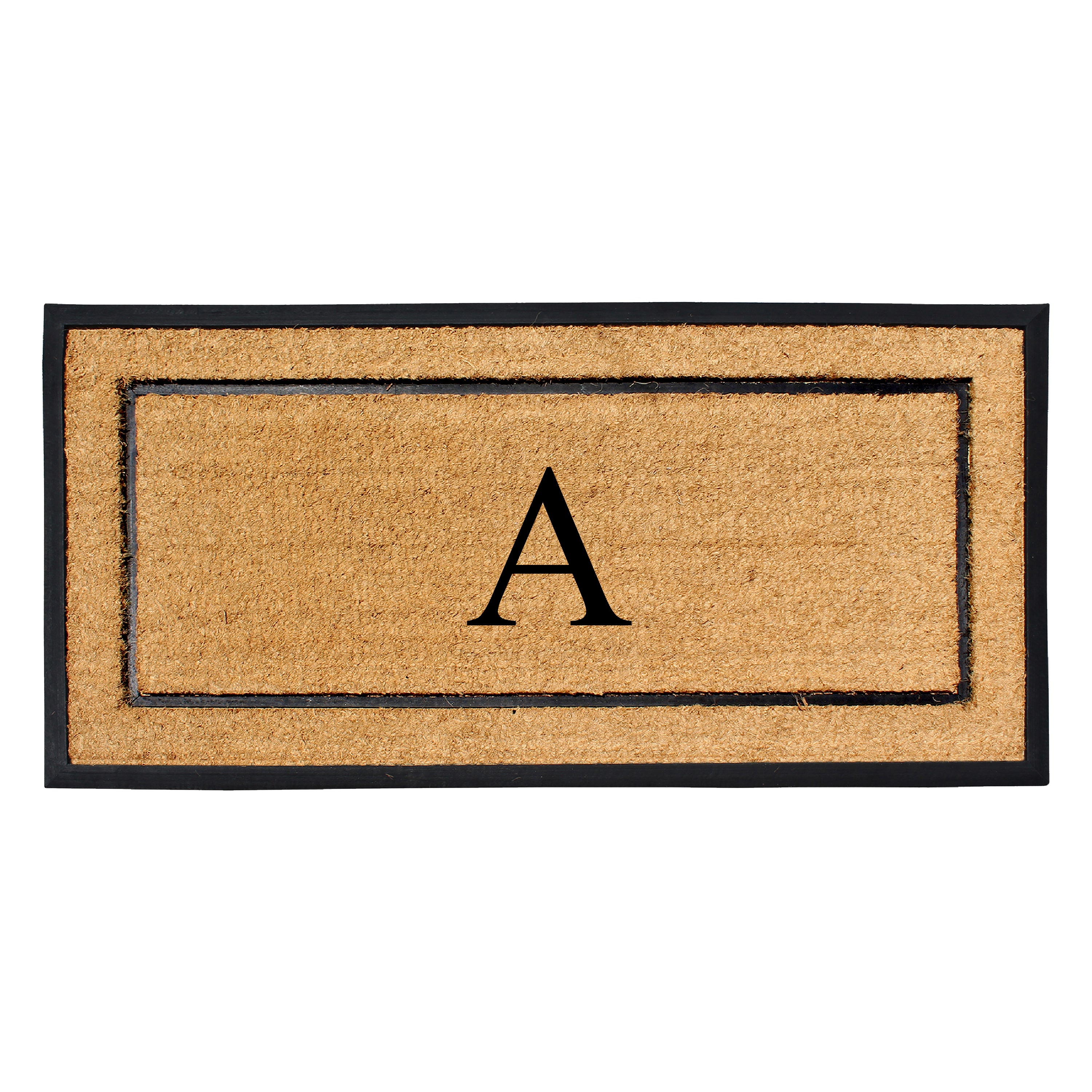 personalized coir door mat with monogram letter A