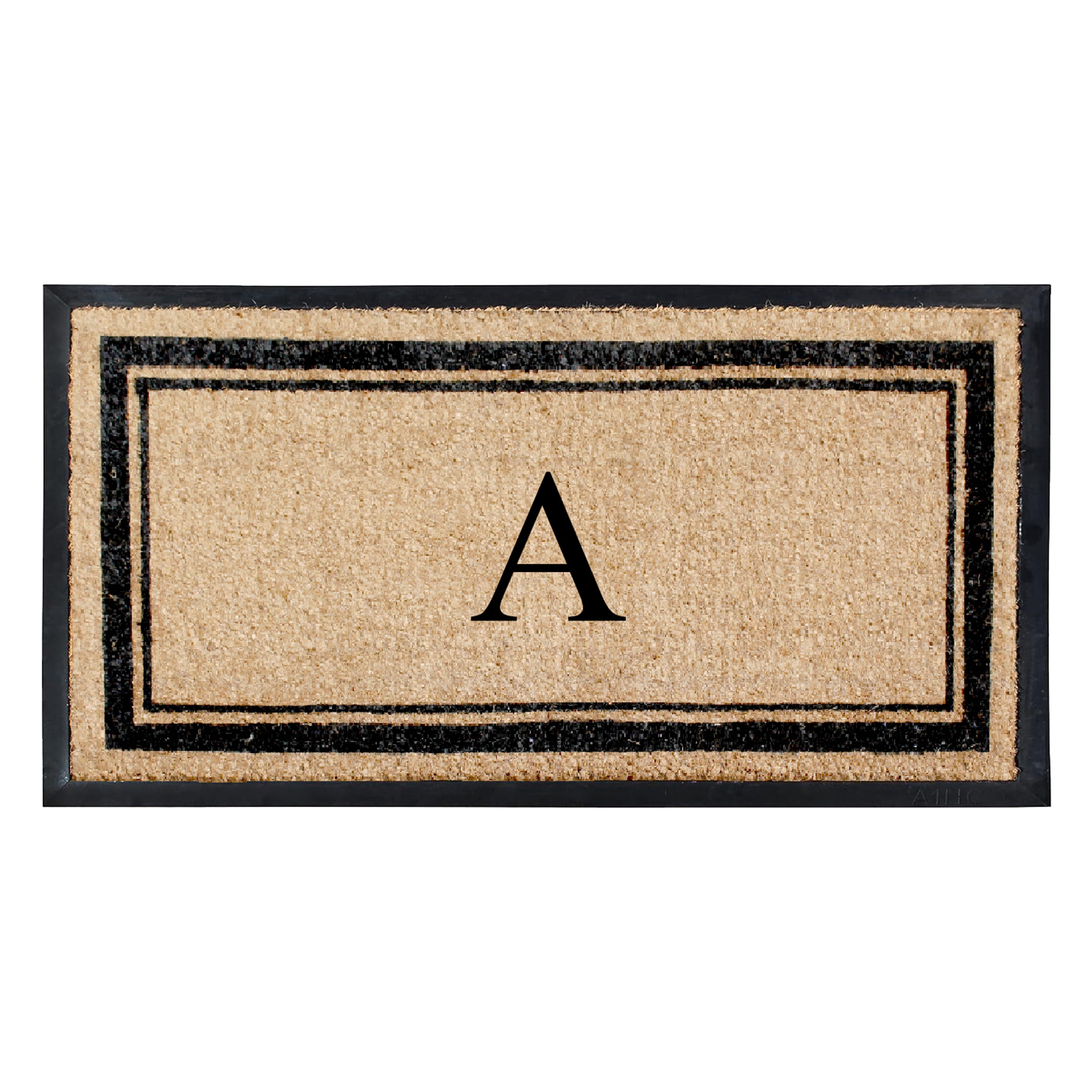 A1HC Luxury Monogrammed Natural Coir Doormat with Heavy-Duty Rubber Border