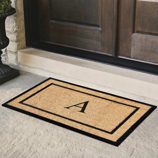Custom monogram coir doormat with rubber border