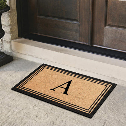 A1HC Personalized Monogram Coir Door Mat – Front Door Mat with Border Design, PVC Backing Outdoor Entryway Doormat
