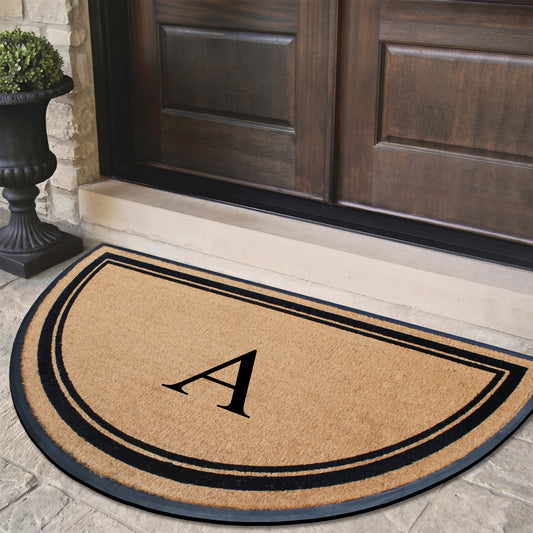 Custom half moon coir doormat with rubber backing
