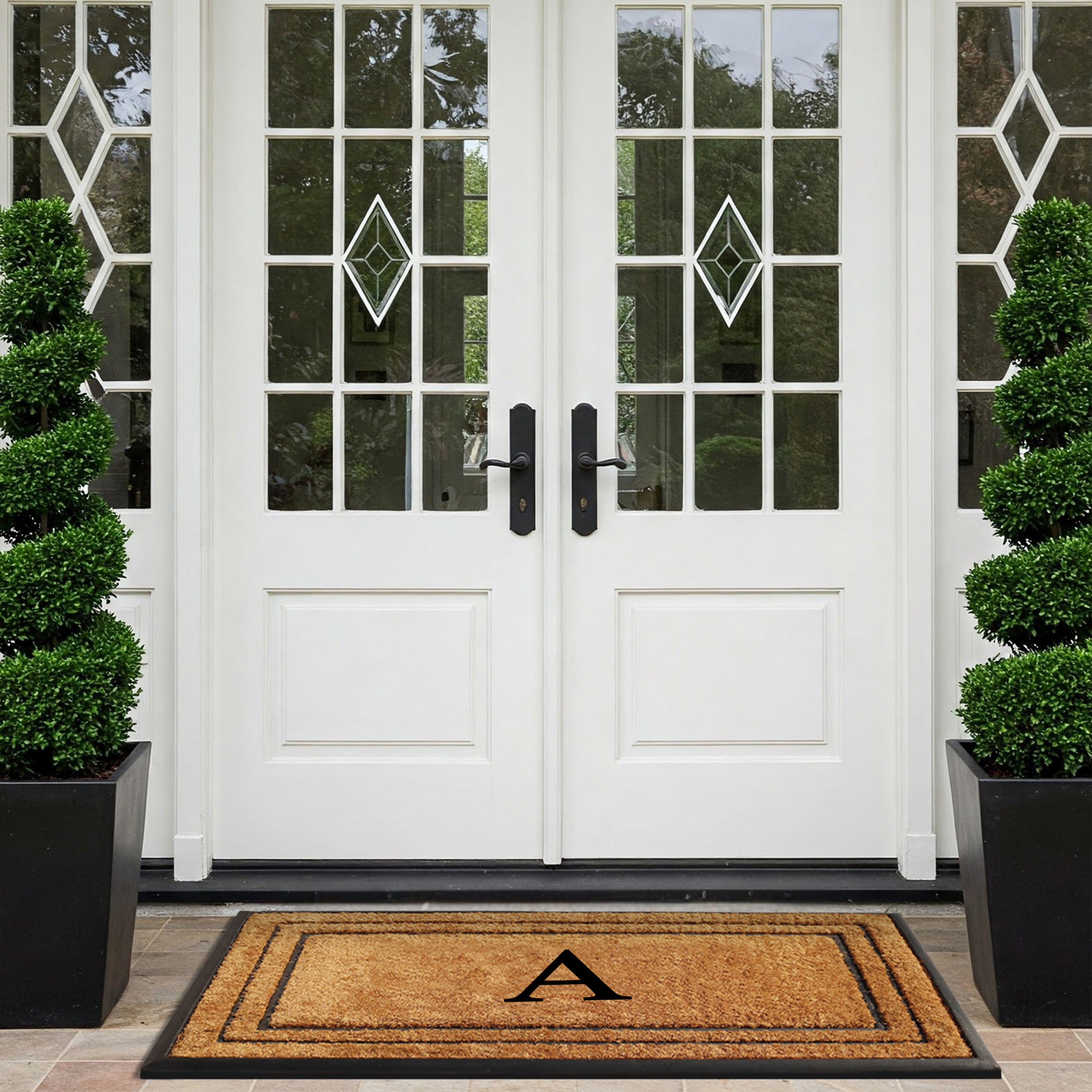 personalized front door mat coir rubber border