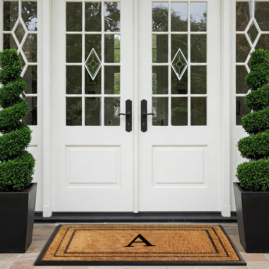 personalized front door mat coir rubber border