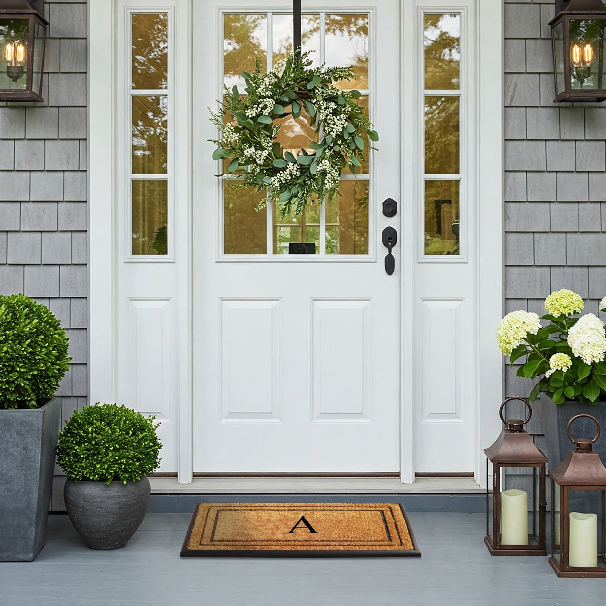 personalized front door mat coir rubber border