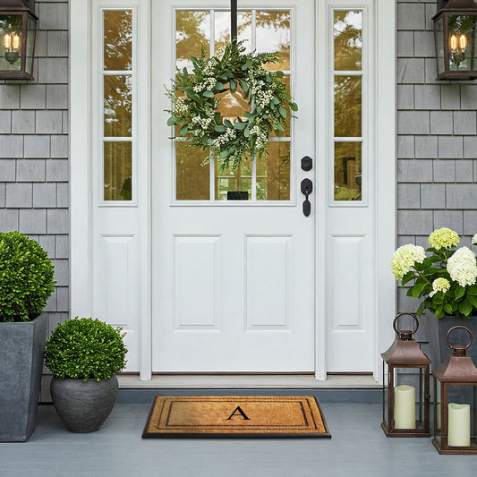 personalized front door mat coir rubber border
