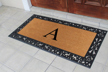 A1HC Natural Coir Monogrammed Outdoor Entrance Door Mat 30X60, Anti-Shed Treated Durable Doormat