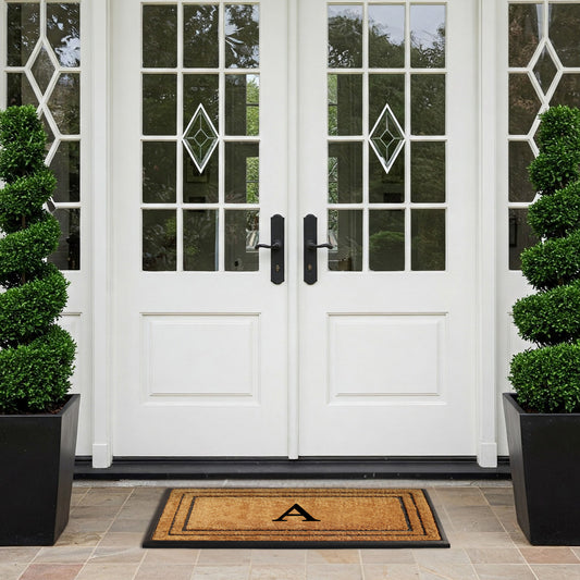 personalized front door mat coir rubber border