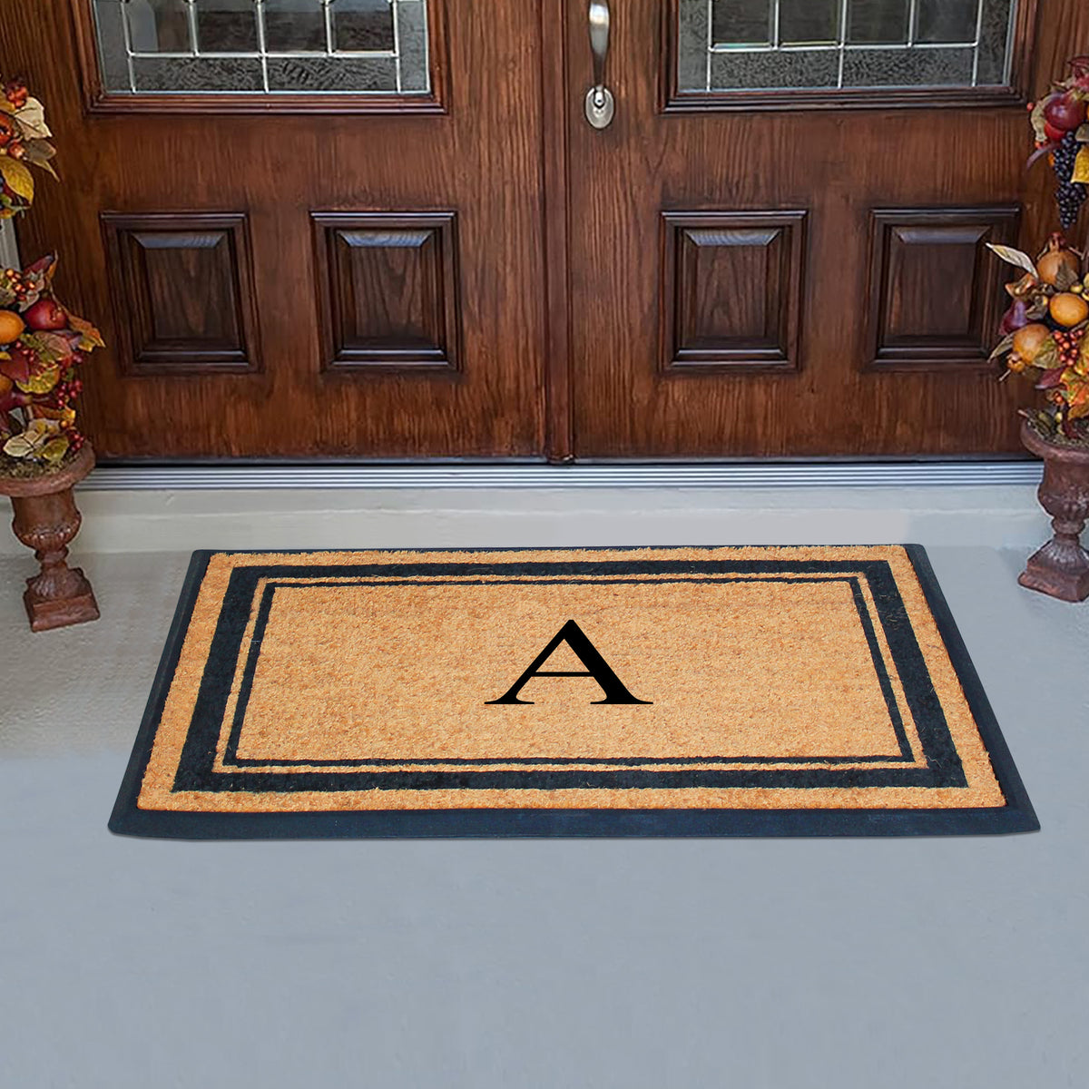 A1HC Personalized Monogram Rubber Coir Door Mat 30" x 48" – Custom Front Door Mat with Non-Slip Rubber Backing for Entryway, Porch & Patio
