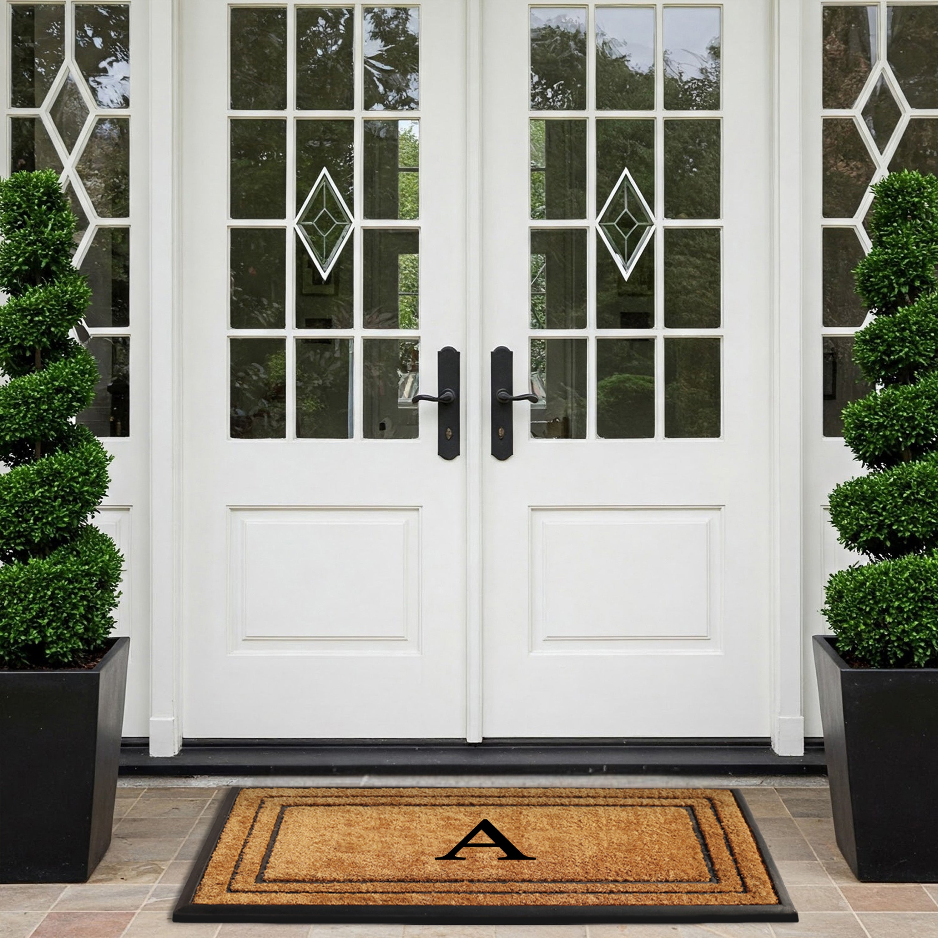 personalized front door mat coir rubber border