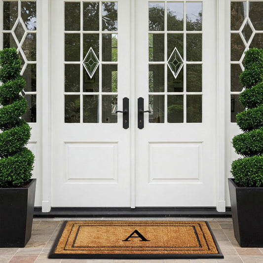 personalized front door mat coir rubber border