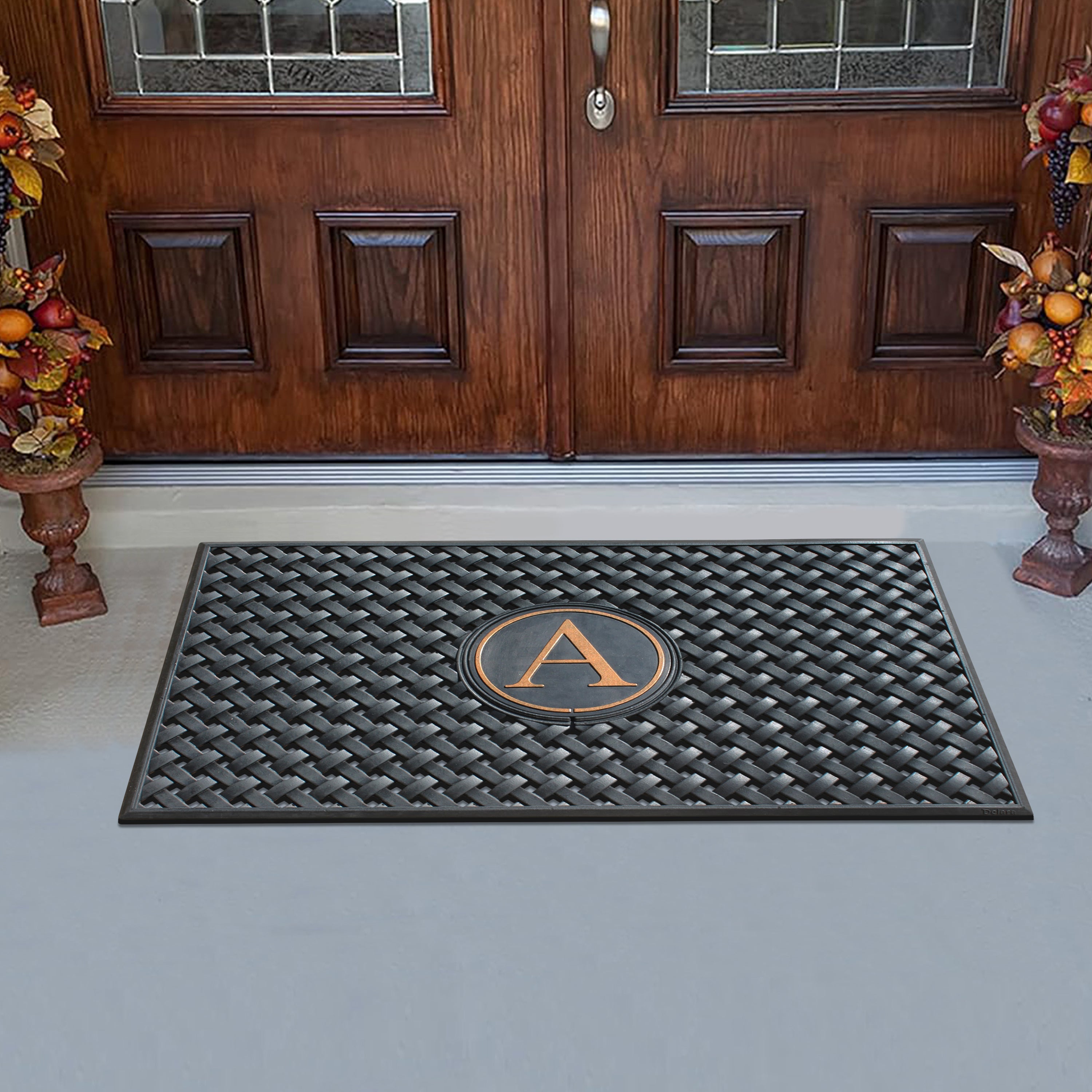 custom rubber door mat with textured woven pattern