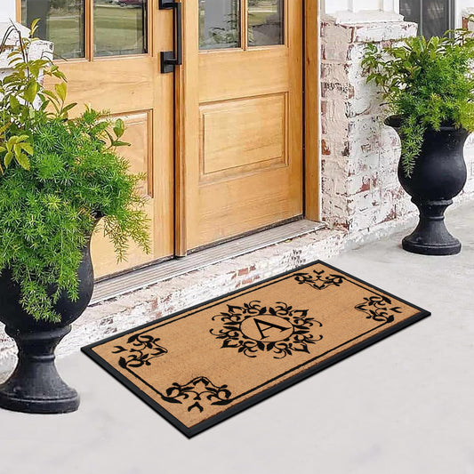 monogrammed coir door mat for porch and patio entrance