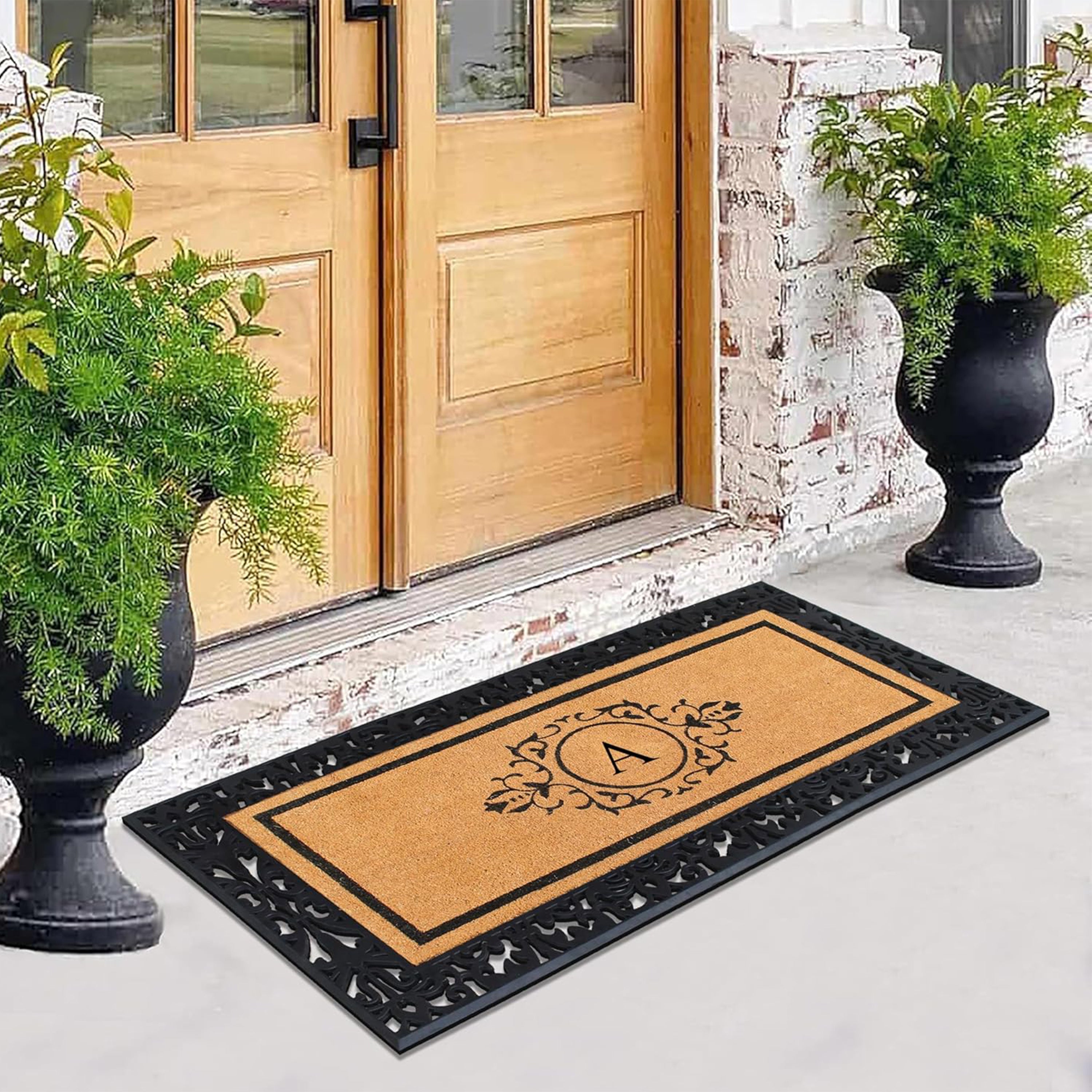 Rubber and coir doormat with non-slip backing