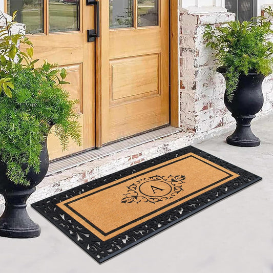 Rubber and coir doormat with non-slip backing