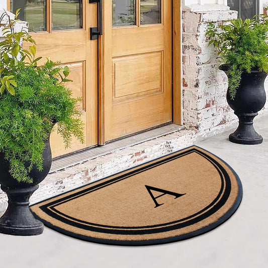 Half round personalized front door mat for porch entrance