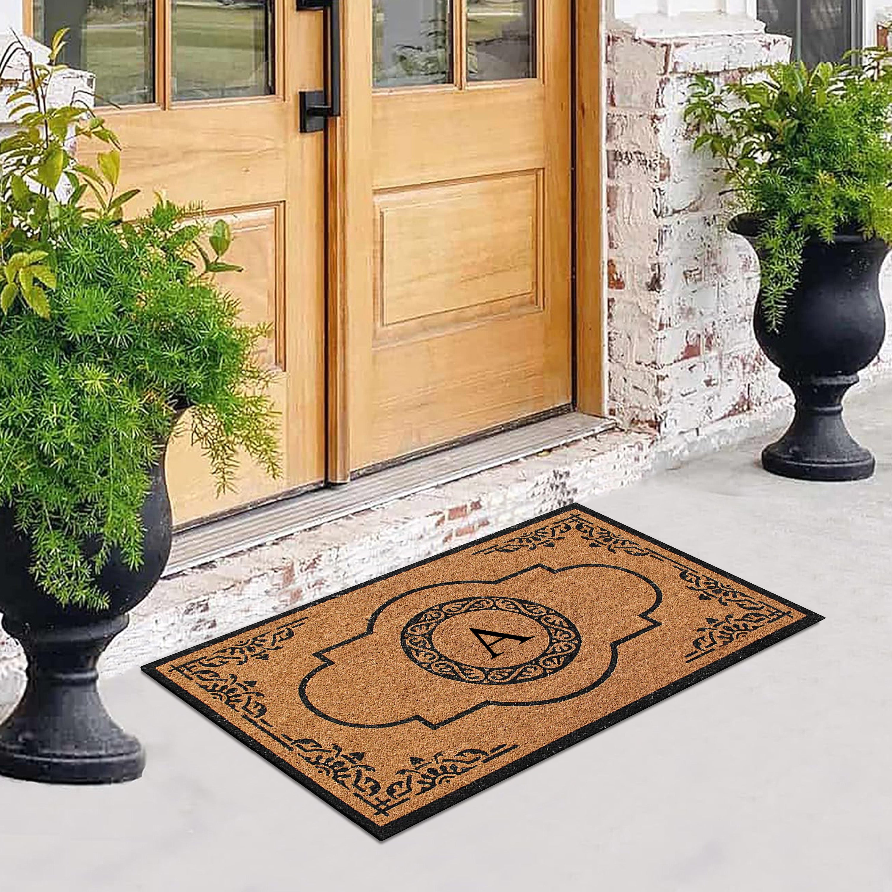 natural coir personalized entryway mat with PVC backing