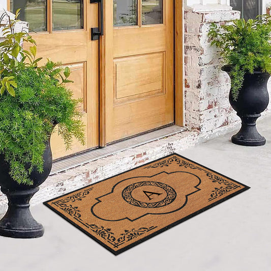 natural coir personalized entryway mat with PVC backing
