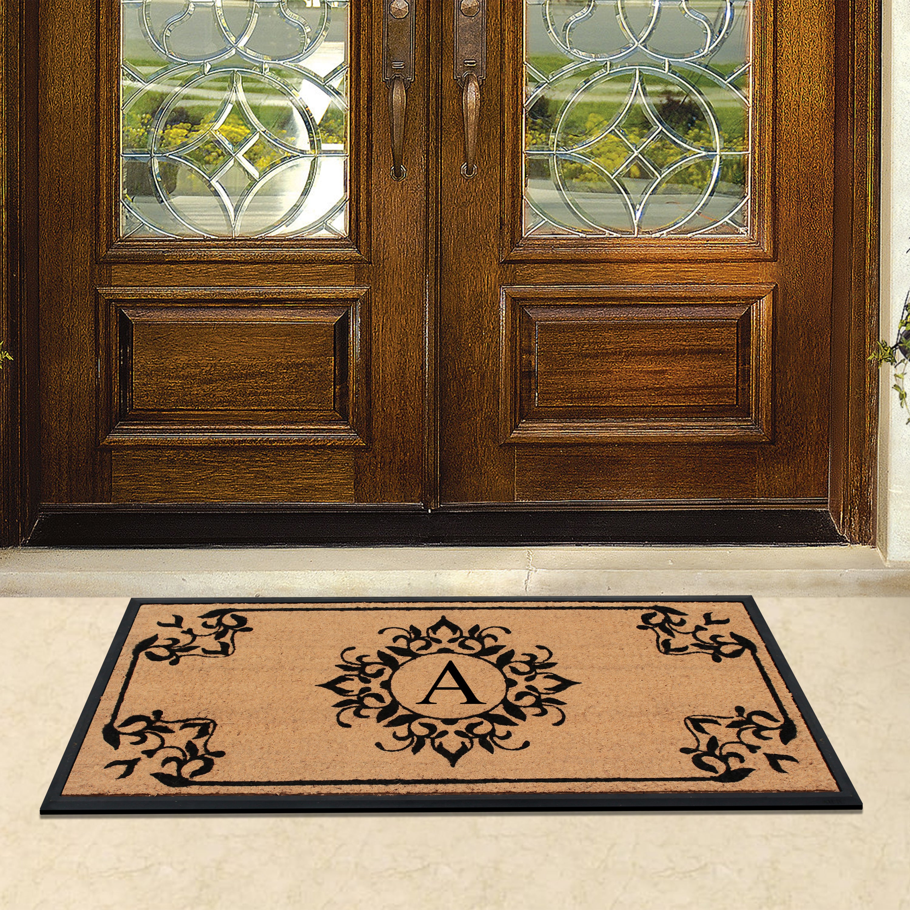 outdoor personalized coir doormat with rubber backing