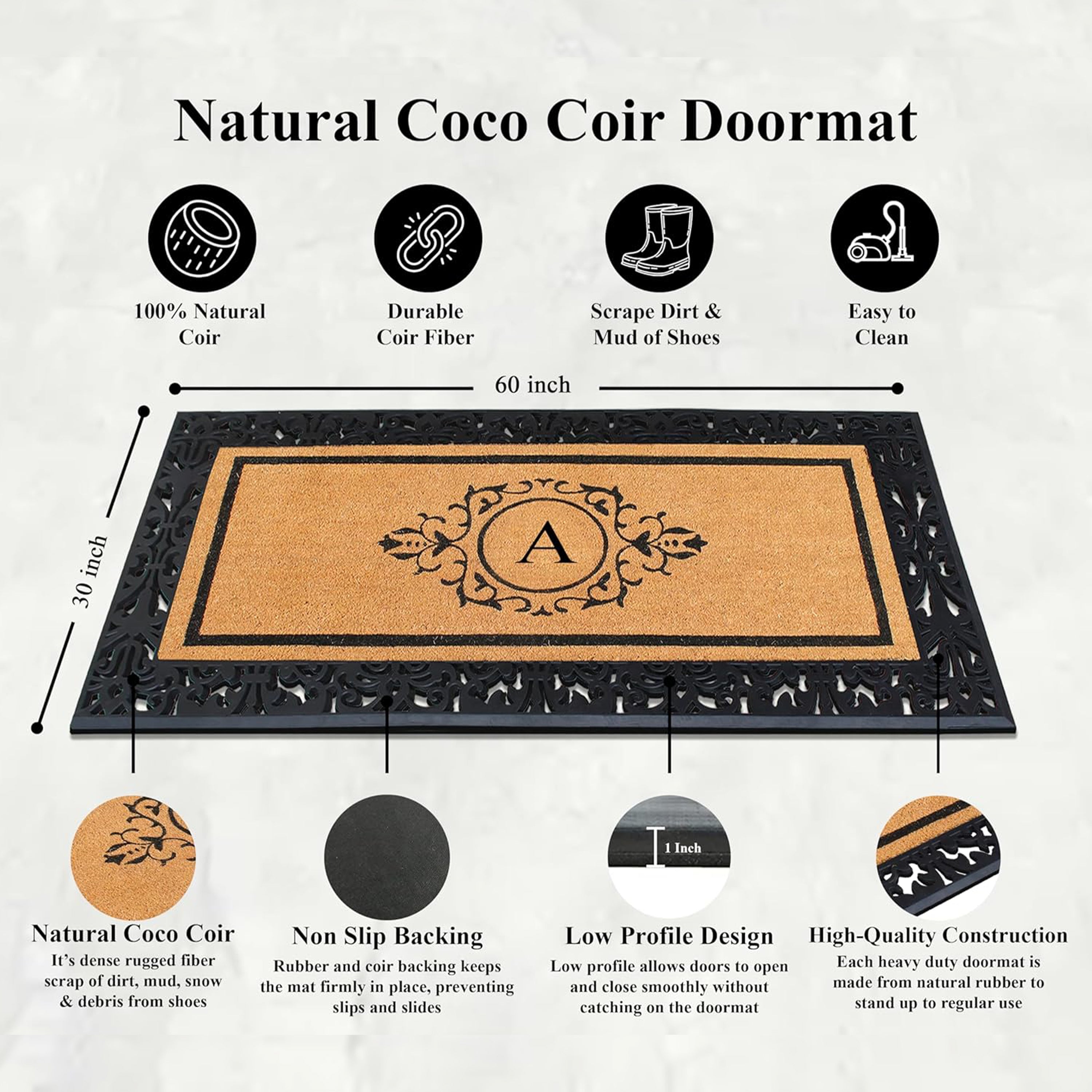 Monogrammed doormat for porch and patio entrance