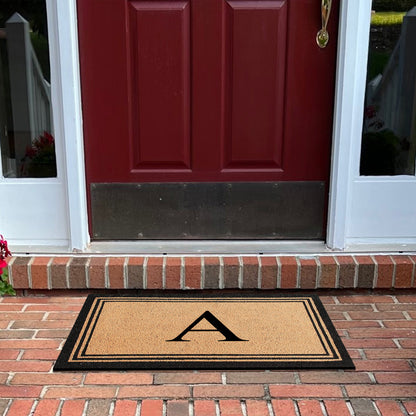 A1HC Personalized Monogram Coir Door Mat – Front Door Mat with Border Design, PVC Backing Outdoor Entryway Doormat
