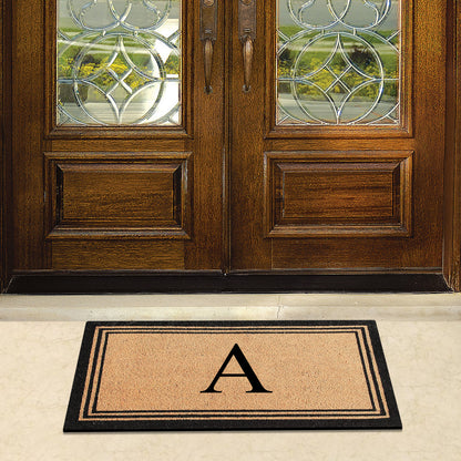 A1HC Personalized Monogram Coir Door Mat – Front Door Mat with Border Design, PVC Backing Outdoor Entryway Doormat