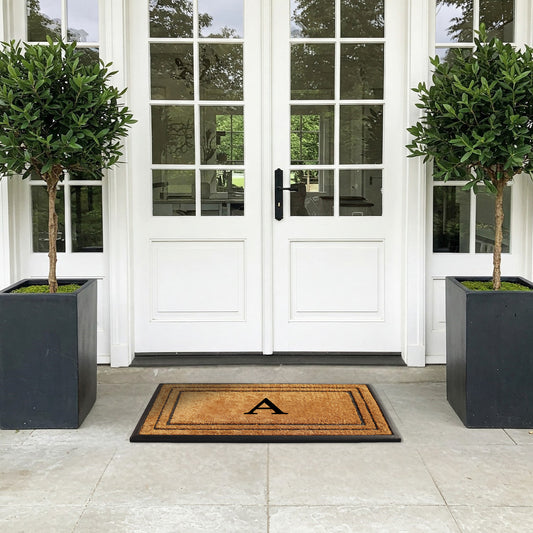 personalized coir doormat double border design