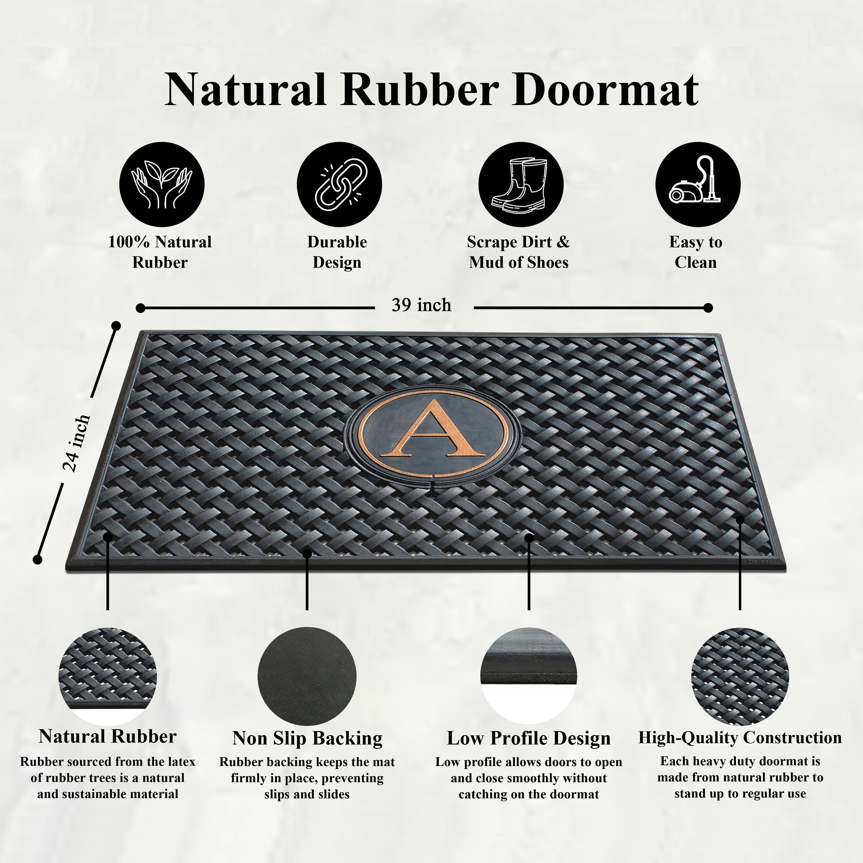 A1HC rubber door mat for patio and entryway use