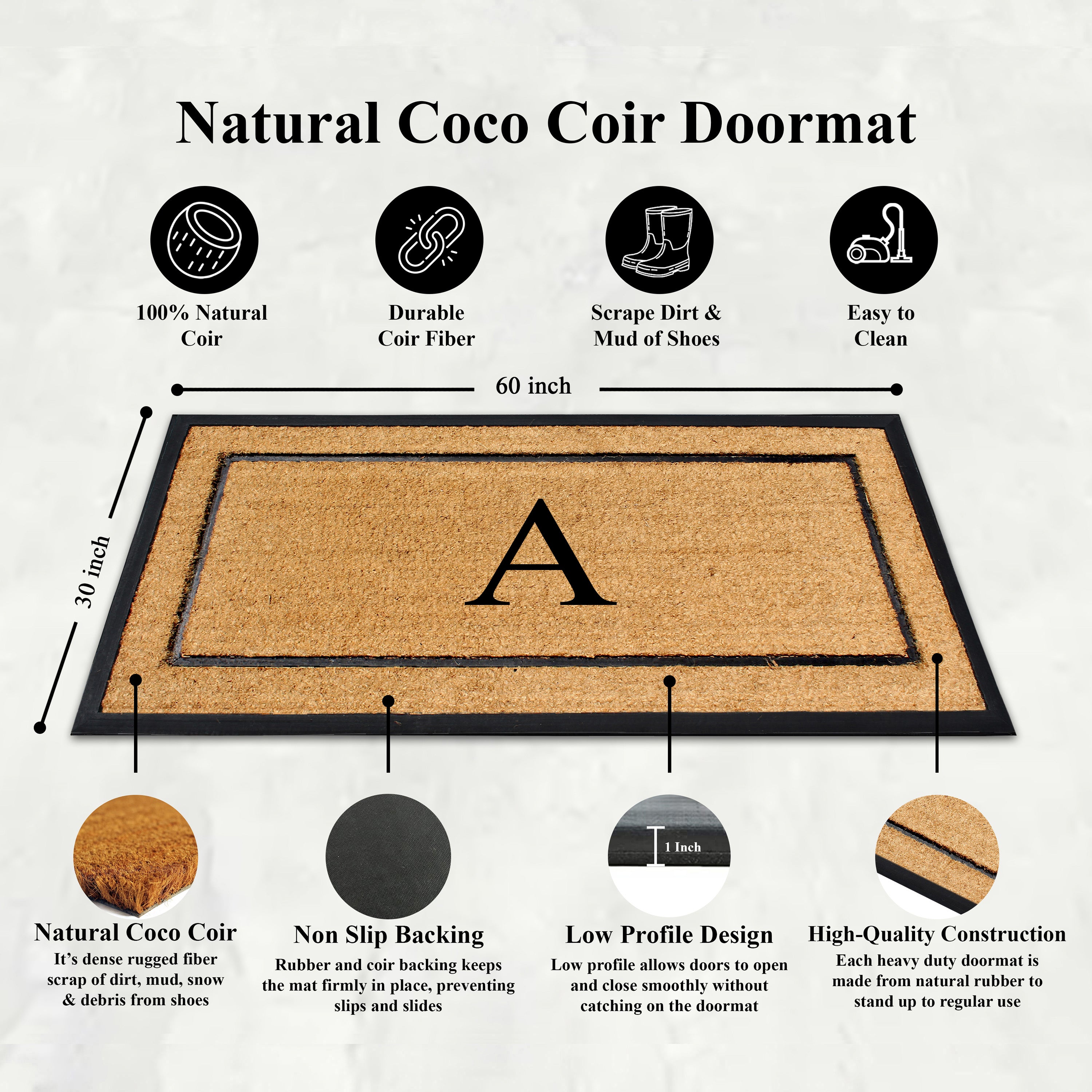 personalized welcome mat natural coir rubber backing