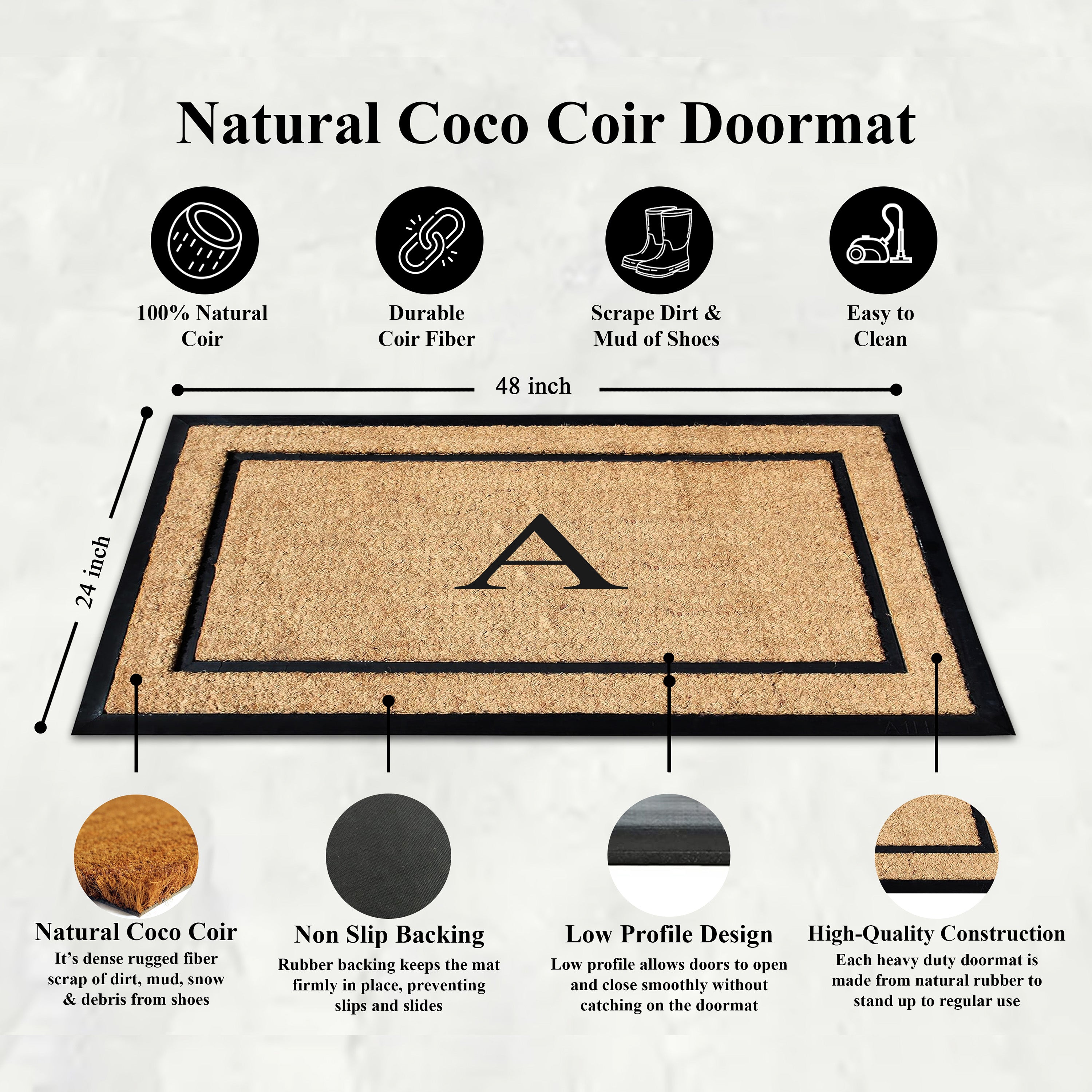 Personalized rubber and coir doormat for outdoor use