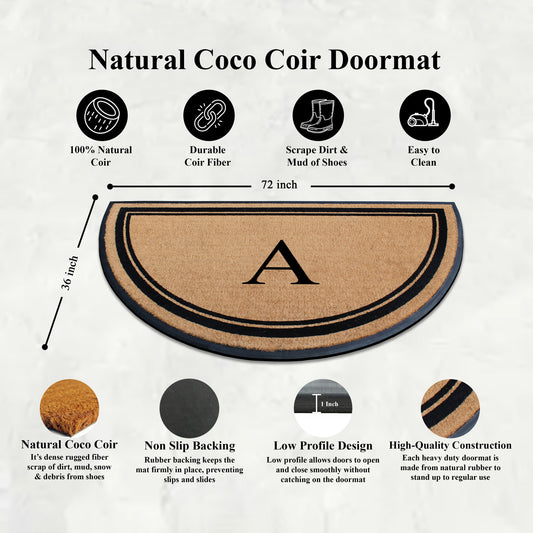 Personalized semi circle coir doormat for outdoor use