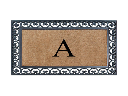 A1HC Natural Rubber & Coir 30x48, Monogrammed Doormat For Outdoor Entrance, Anti-Shed Treated Mat